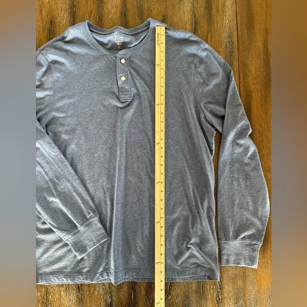 J. Crew Broken In Long Sleeve Henley Heathered Blue Men's Shirt Size XL